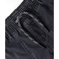 Babyhug Denim Full Length Washed Jeans With Stretch - Navy Blue