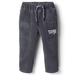 Babyhug Denim Full Length Washed Jeans With Stretch - Navy Blue