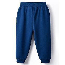 Babyhug Single Jersey Knit Full Sleeves Striped T-Shirt & Lounge Pant Set with Dino Graphic - Navy Blue & Red