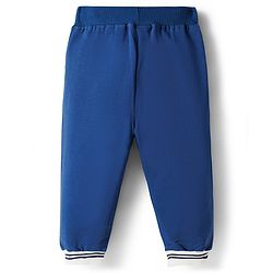 Babyhug Terry Knit Full Sleeves T-Shirt & Lounge Pant Set with Athletic Embroidery - Navy Blue