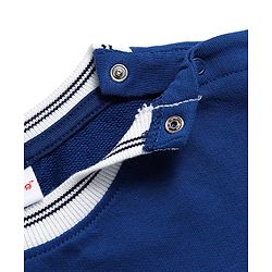 Babyhug Terry Knit Full Sleeves T-Shirt & Lounge Pant Set with Athletic Embroidery - Navy Blue