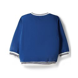 Babyhug Terry Knit Full Sleeves T-Shirt & Lounge Pant Set with Athletic Embroidery - Navy Blue