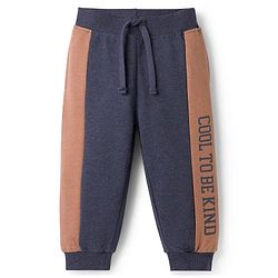 Babyhug Single Jersey Knit Full Sleeves Hooded T-Shirt & Lounge Pant Set With Be Kind Print - Navy Blue