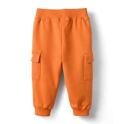 Babyhug Single Jersey Knit Half Sleeves Striped Polo T-Shirt & Lounge Pant Set - Orange & White