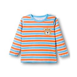 Babyhug Single Jersey Knit Full Sleeves Striped T-Shirt & Denim Jeans Set With Bear Print - Multicolor