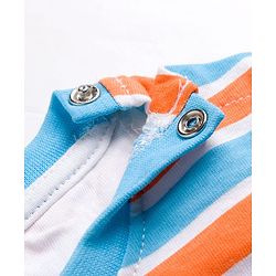 Babyhug Single Jersey Knit Full Sleeves Striped T-Shirt & Denim Jeans Set With Bear Print - Multicolor