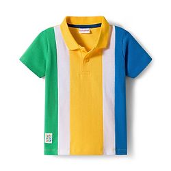 Babyhug Single Jersey Knit Half Sleeves Cut & Sew Polo T-Shirt & Jeans Set - Multicolor