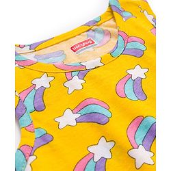 Babyhug 100% Cotton Knit Sleeveless Sando & Shorts Set with Rainbow Print - Yellow & Lavender