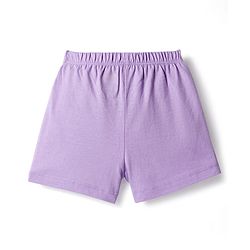 Babyhug 100% Cotton Knit Sleeveless Sando & Shorts Set with Rainbow Print - Yellow & Lavender