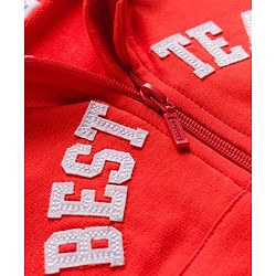 Babyhug Terry Knit Full Raglan Sleeves Hooded Cut & Sew T-Shirt & Lounge Pant Set with Text Patch Detailing - Multicolor