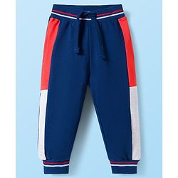Babyhug Terry Knit Full Raglan Sleeves Hooded Cut & Sew T-Shirt & Lounge Pant Set with Text Patch Detailing - Multicolor