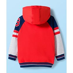 Babyhug Terry Knit Full Raglan Sleeves Hooded Cut & Sew T-Shirt & Lounge Pant Set with Text Patch Detailing - Multicolor