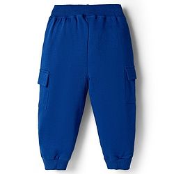 Babyhug Single Jersey Knit Full Sleeves T-Shirt & Lounge Pant Set Alphabet Patch & Striped Front Pocket - Green & Navy Blue
