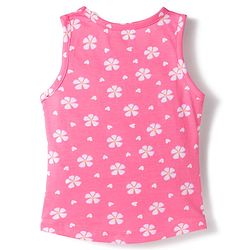 Babyhug 100% Cotton Knit Sleeveless Sando & Shorts Set with Rainbow Print - Yellow & Pink