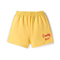 Babyhug 100% Cotton Knit Sleeveless Sando & Shorts Set with Rainbow Print - Yellow & Pink