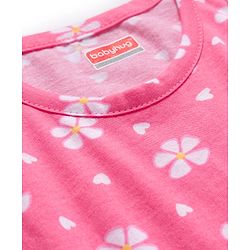 Babyhug 100% Cotton Knit Sleeveless Sando & Shorts Set with Rainbow Print - Yellow & Pink