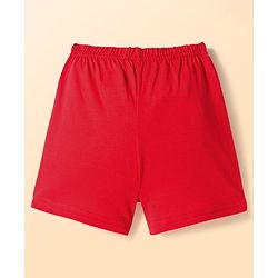 Babyhug 100% Cotton Knit Sleeveless Sando & Shorts Set with Beach Theme Print - White & Red