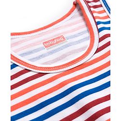 Babyhug 100% Cotton Knit Sleeveless Sando & Shorts Set with Stripes - Multicolor