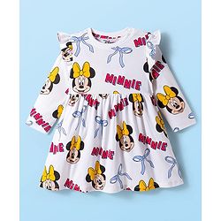 Babyhug Disney Single Jersey Knit Full Frill Sleeves Frock with Minnie Mouse Graphic Pack of 2 - Red & White