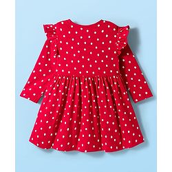 Babyhug Disney Single Jersey Knit Full Frill Sleeves Frock with Minnie Mouse Graphic Pack of 2 - Red & White
