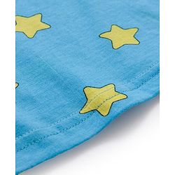 Babyhug 100% Cotton Knit Sleeveless Sando & Shorts Set with Star Print - Yellow & Light Blue