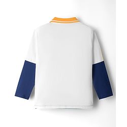 Babyhug Disney Single Jersey Knit Full Sleeves Cut & Sew Polo T-Shirt & Lounge Pant Set with Mickey & Friends Graphic - Blue