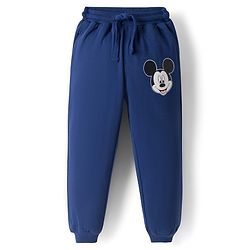 Babyhug Disney Single Jersey Knit Full Sleeves Cut & Sew Polo T-Shirt & Lounge Pant Set with Mickey & Friends Graphic - Blue