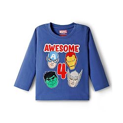 Babyhug Marvel Single Jersey Knit Full Sleeves Night Suit With Marvel Character Print - Navy Blue