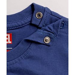 Babyhug Marvel Single Jersey Knit Full Sleeves Night Suit With Marvel Character Print - Navy Blue