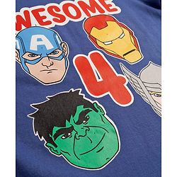 Babyhug Marvel Single Jersey Knit Full Sleeves Night Suit With Marvel Character Print - Navy Blue