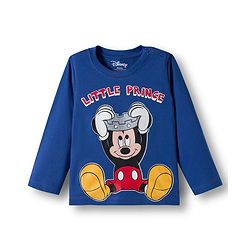 Babyhug Disney Single Jersey Knit Full Sleeves Night Suit With Mickey Mouse Print - Navy Blue