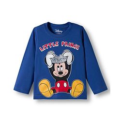 Babyhug Disney Single Jersey Knit Full Sleeves Night Suit With Mickey Mouse Print - Navy Blue