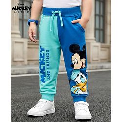 Babyhug Disney Terry Knit Track Pant with Mickey & Friends Graphic -  Light Blue & Blue