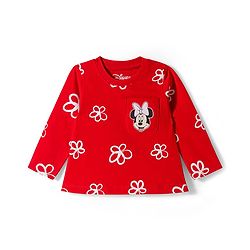 Babyhug Disney Single Jersey Knit Full Sleeves T-Shirt with Minnie & Friedns Graphic  Pack of  3 - Pink Red & White
