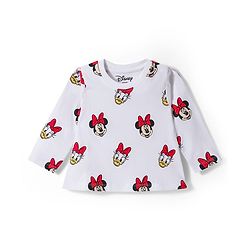 Babyhug Disney Single Jersey Knit Full Sleeves T-Shirt with Minnie & Friedns Graphic  Pack of  3 - Pink Red & White