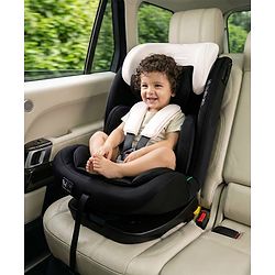 Babyhug Convertible Car Seat with ISOFIX & 360° Rotatable Seat - Black| R129 Certified| i-Size Compliant| Rear & Forward Facing| Newborn to 12 Years| Reclining Seat| Cushion Seat
