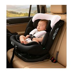 Babyhug Convertible Car Seat with ISOFIX & 360° Rotatable Seat - Black| R129 Certified| i-Size Compliant| Rear & Forward Facing| Newborn to 12 Years| Reclining Seat| Cushion Seat