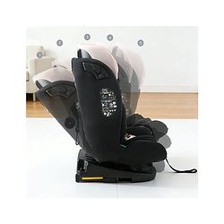 Babyhug Convertible Car Seat with ISOFIX & 360° Rotatable Seat - Black| R129 Certified| i-Size Compliant| Rear & Forward Facing| Newborn to 12 Years| Reclining Seat| Cushion Seat