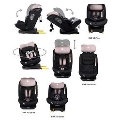 Babyhug Convertible Car Seat with ISOFIX & 360° Rotatable Seat - Black| R129 Certified| i-Size Compliant| Rear & Forward Facing| Newborn to 12 Years| Reclining Seat| Cushion Seat