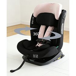 Babyhug Convertible Car Seat with ISOFIX & 360° Rotatable Seat - Black| R129 Certified| i-Size Compliant| Rear & Forward Facing| Newborn to 12 Years| Reclining Seat| Cushion Seat