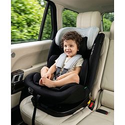 Babyhug Convertible Car Seat with ISOFIX & 360° Rotatable Seat - Black| R129 Certified| i-Size Compliant| Rear & Forward Facing| Newborn to 12 Years| Reclining Seat| Cushion Seat