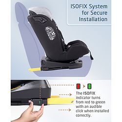 Babyhug Convertible 2 in 1 Car Seat with Isofix & Non Isofix, 360° Rotatable Seat - Grey| R129 Certified| i-Size Compliant| Rear & Forward Facing| Newborn to 12 Years| Reclining Seat| Cushion Seat