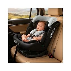 Babyhug Convertible Car Seat with ISOFIX & 360° Rotatable Seat - Black| R129 Certified| i-Size Compliant| Rear & Forward Facing| Newborn to 12 Years| Reclining Seat| Cushion Seat