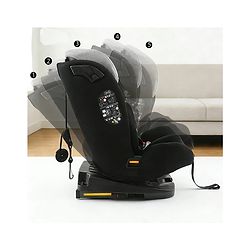 Babyhug Convertible Car Seat with ISOFIX & 360° Rotatable Seat - Black| R129 Certified| i-Size Compliant| Rear & Forward Facing| Newborn to 12 Years| Reclining Seat| Cushion Seat