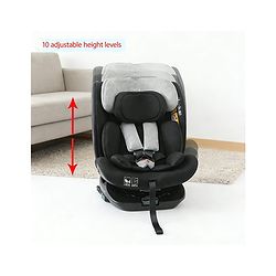 Babyhug Convertible Car Seat with ISOFIX & 360° Rotatable Seat - Black| R129 Certified| i-Size Compliant| Rear & Forward Facing| Newborn to 12 Years| Reclining Seat| Cushion Seat