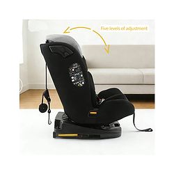 Babyhug Convertible Car Seat with ISOFIX & 360° Rotatable Seat - Black| R129 Certified| i-Size Compliant| Rear & Forward Facing| Newborn to 12 Years| Reclining Seat| Cushion Seat