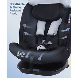 Babyhug Convertible 2 in 1 Car Seat with Isofix & Non Isofix, 360° Rotatable Seat - Grey| R129 Certified| i-Size Compliant| Rear & Forward Facing| Newborn to 12 Years| Reclining Seat| Cushion Seat