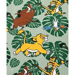 Babyhug Disney Interlock Knit Towel with Lion King Print L 76.2 x B 101.6 cm - Green