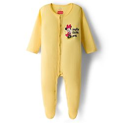 Babyhug Disney Interlock Knit Full Sleeves Sleepsuits With Minnie Mouse Graphics Pack Of 2 - Yellow & Pink