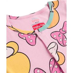 Babyhug Disney Interlock Knit Full Sleeves Sleepsuits With Minnie Mouse Graphics Pack Of 2 - Yellow & Pink